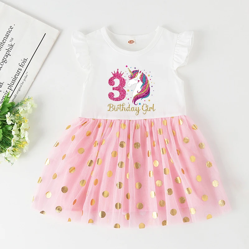 Vestido tutú unicornio para niña, rosa y festivo - imagen 5