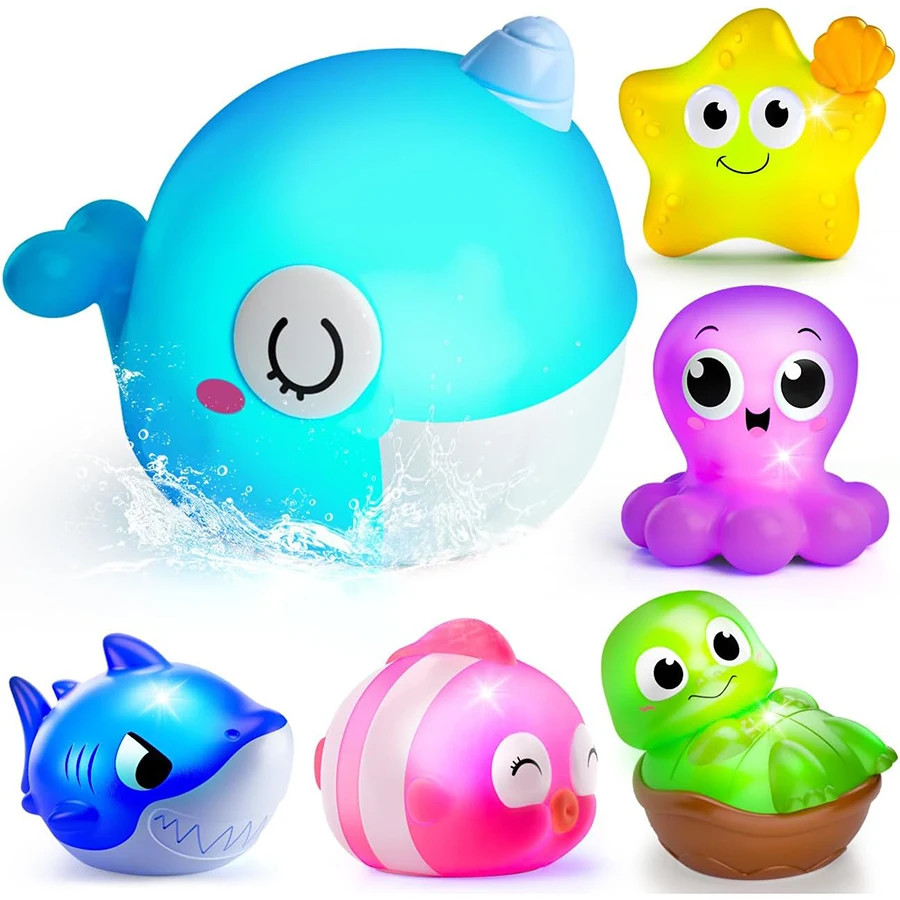 Juguete de baño luminoso con animales marinos para bebés