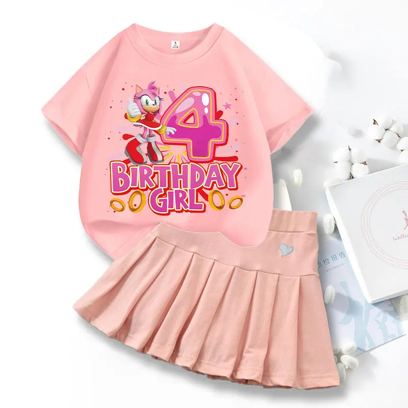 Conjunto verano niña vestido y camiseta estampado de números