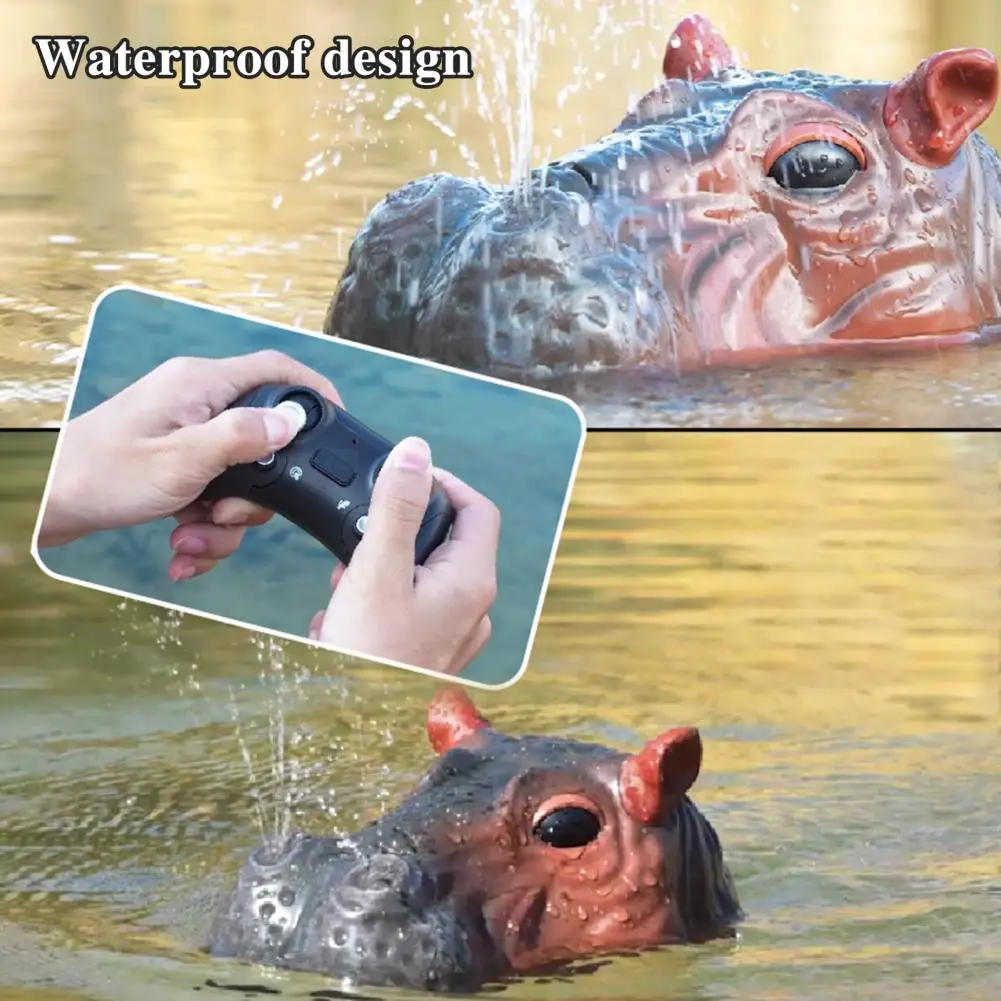 Barco teledirigido impermeable con doble hélice hipopótamo