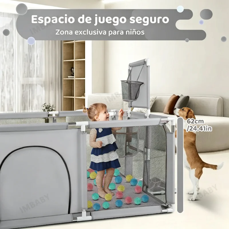 Corralito de seguridad portátil en azul o gris para hogar y jardín - imagen 2
