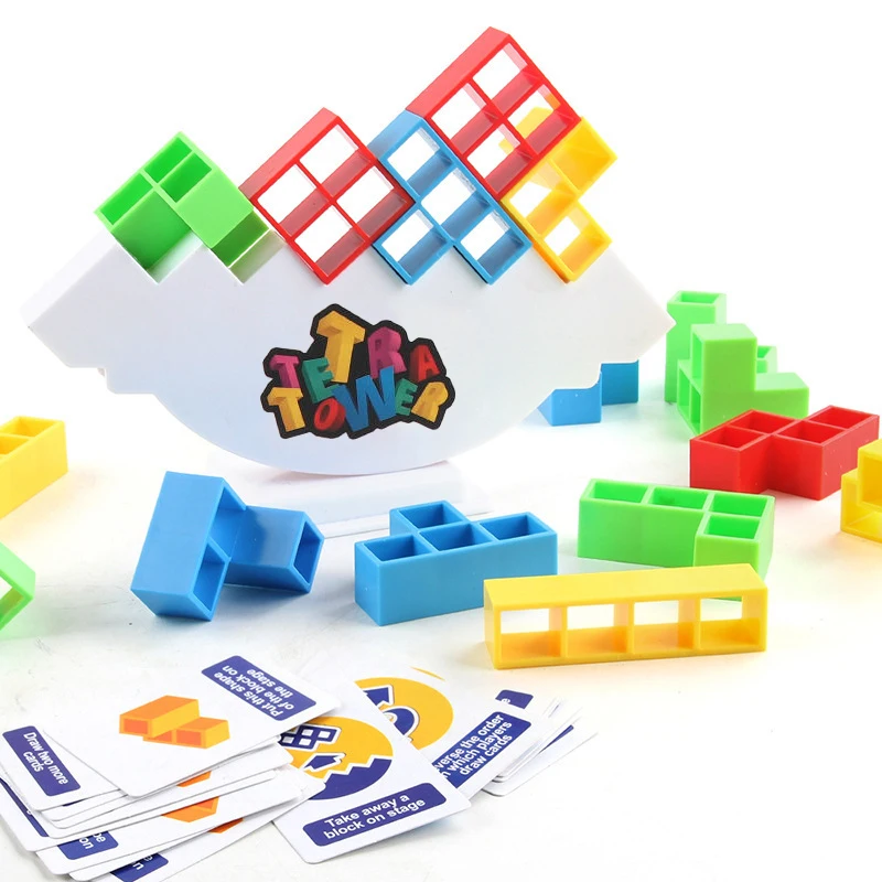 Torre de equilibrio apilable tipo Tetris 3D para niños