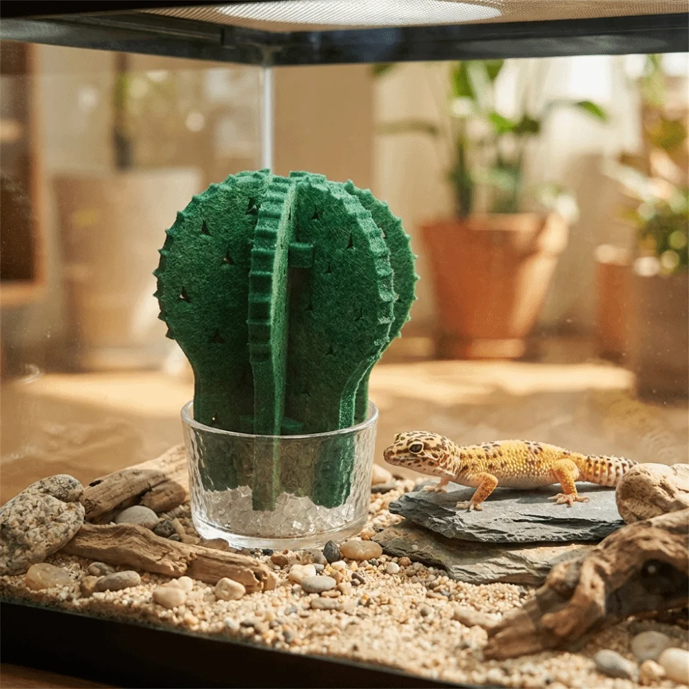 Humidificador para reptiles con diseño de cactus decorativo - imagen 2