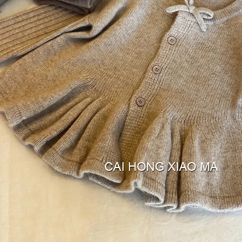 Cárdigan de punto cálido de cuello redondo para niños - imagen 3