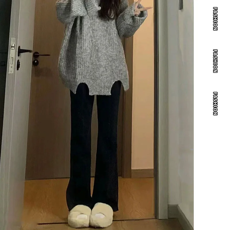 Pantalones de embarazo negros de cintura alta con soporte vientre - imagen 3