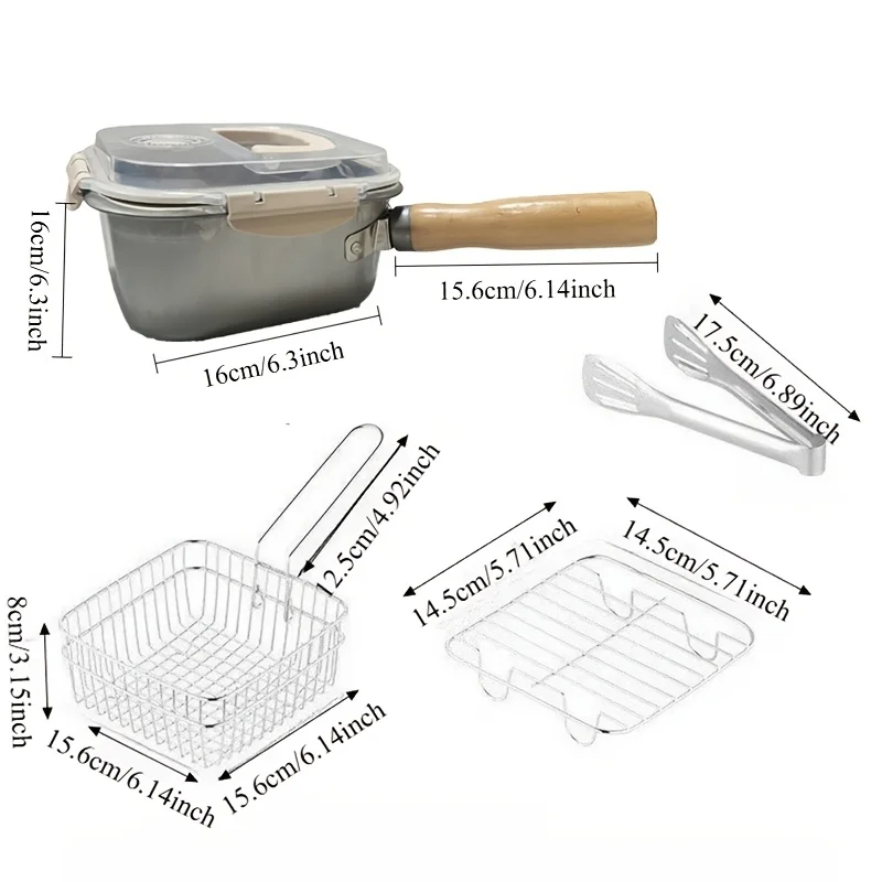 Freidora doméstica acero inoxidable con cesta y filtro fácil