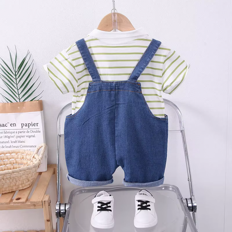 Conjunto de verano para bebé a rayas: camiseta y pantalón corto - imagen 3