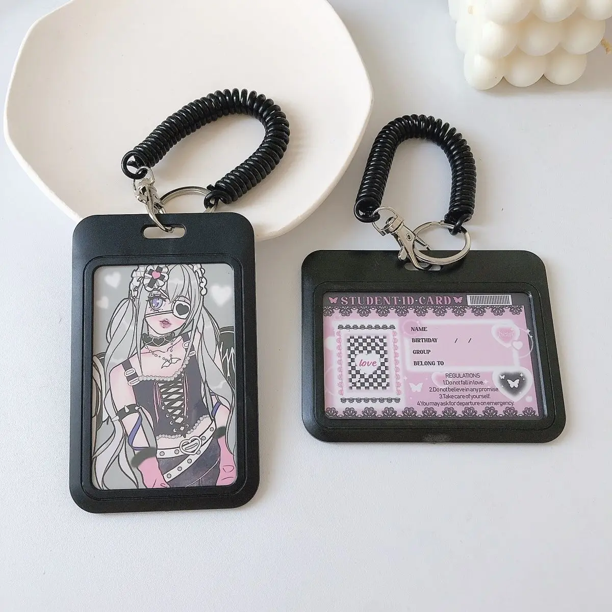Portatarjetas negro estilo Kpop para sesiones fotográficas – Accesorio escolar - imagen 3