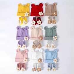 Conjunto de gorro y calcetines suaves para recién nacidos