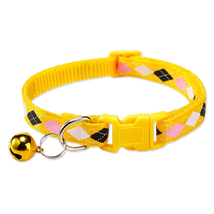 Collar ajustable para perros y gatos con campana, estampado diamantes - imagen 5