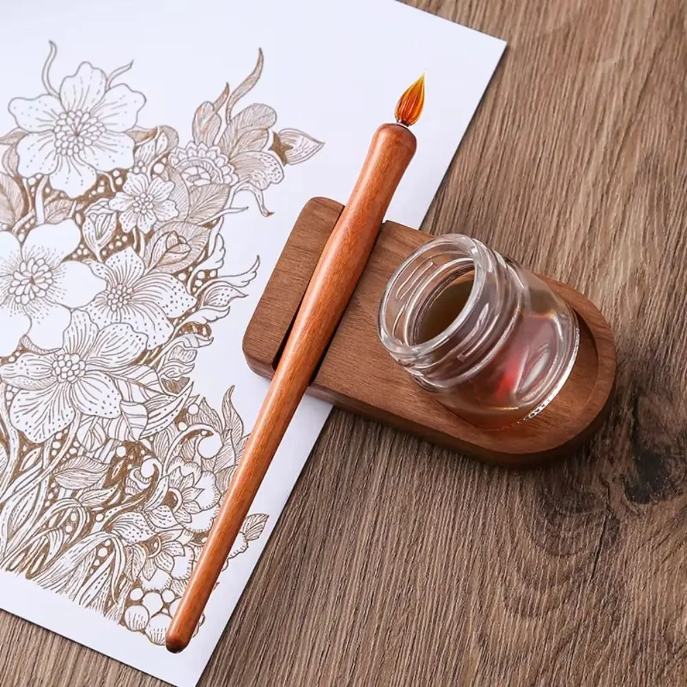 Soporte de madera para plumas de caligrafía, recipientes de tinta - imagen 3