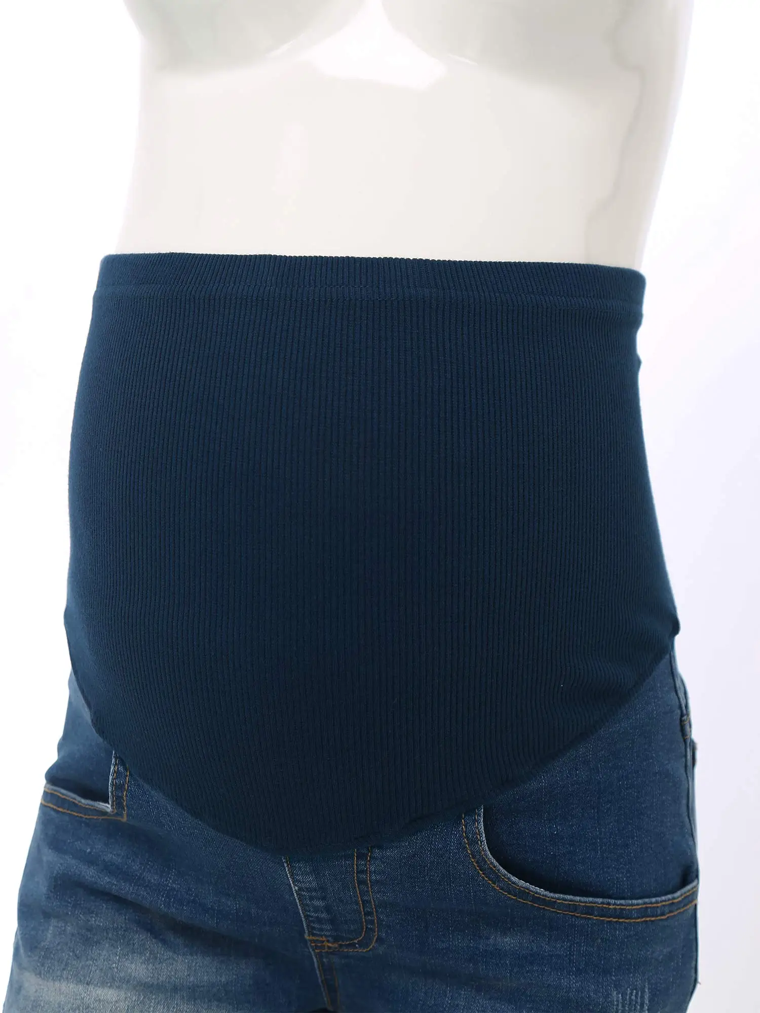 Pantalones cortos vaqueros de maternidad cintura alta elástica - imagen 3