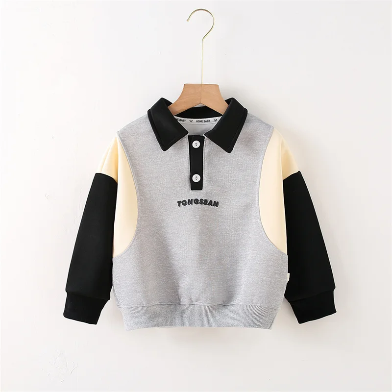 Sudadera con solapa polo, letras y bloqueo de color primavera otoño - imagen 3