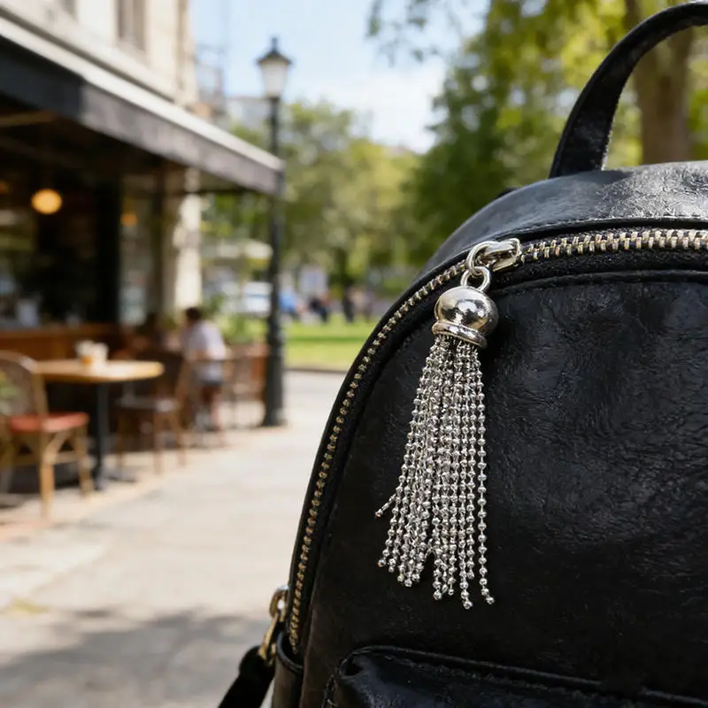 Llavero con hebilla metálica decorativa y borla para bolso - imagen 4