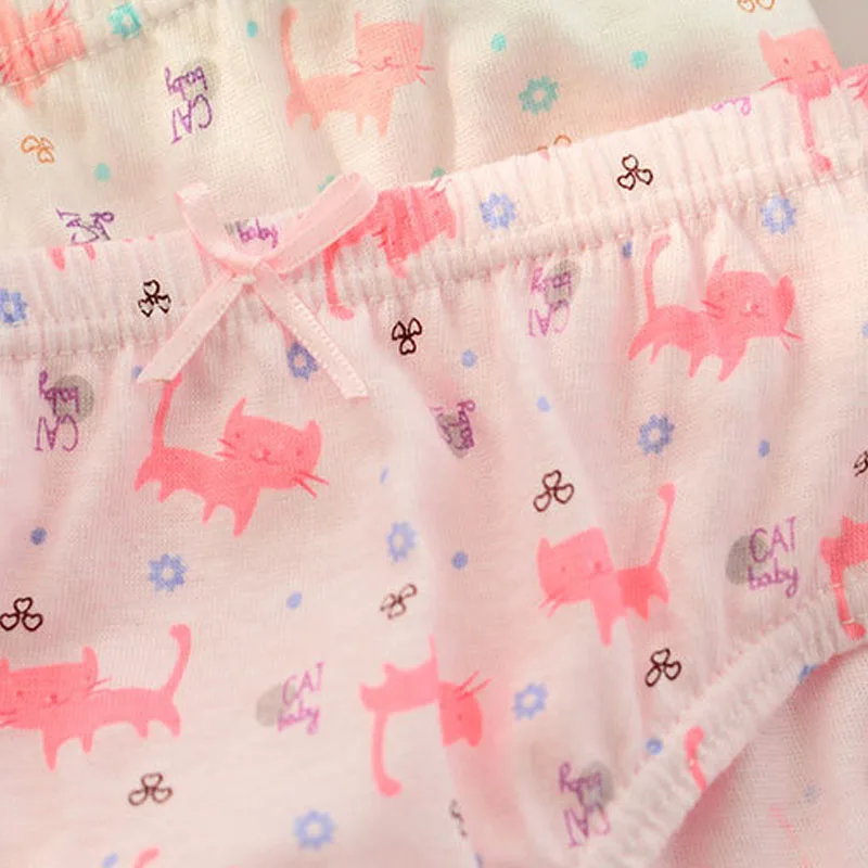 Bragas de algodón triangulares para niñas con estampado gato - imagen 2