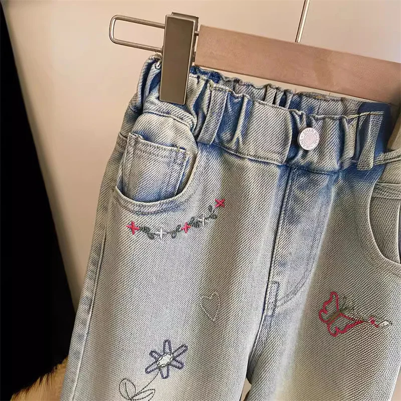 Pantalones vaqueros elásticos rectos sueltos para niños – Primavera - imagen 5