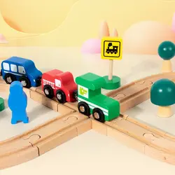 Tren de madera en forma 8 con pista ensamblable para niños educativo