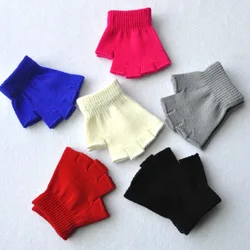 Guantes de punto de medio dedo cálidos para niños en invierno