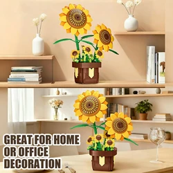 Set bloques de construcción bonsái girasol con flores en maceta