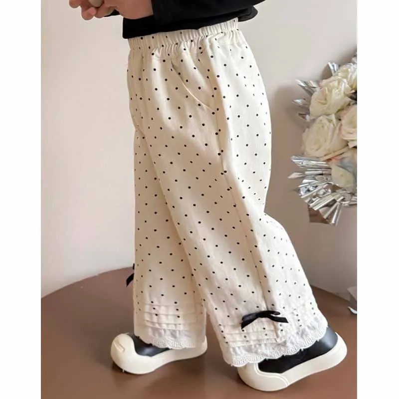 Pantalón de lunares con lazo para niños y niñas – recto casual - imagen 5