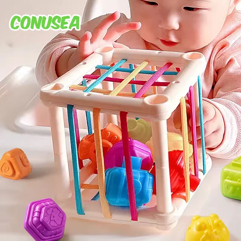 Juguetes Montessori con bloques de tracción y apilado para bebés - imagen 4
