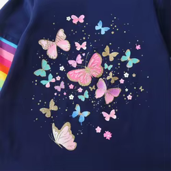 DXTON camisetas de mariposas para niñas, manga arcoíris