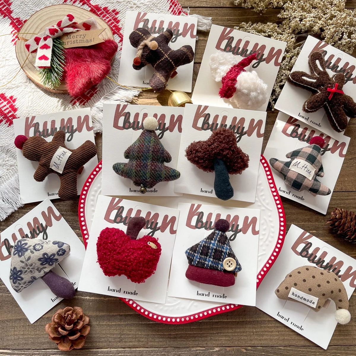 Pinza para el pelo infantil Navidad, muñeco de jengibre y árbol - imagen 3