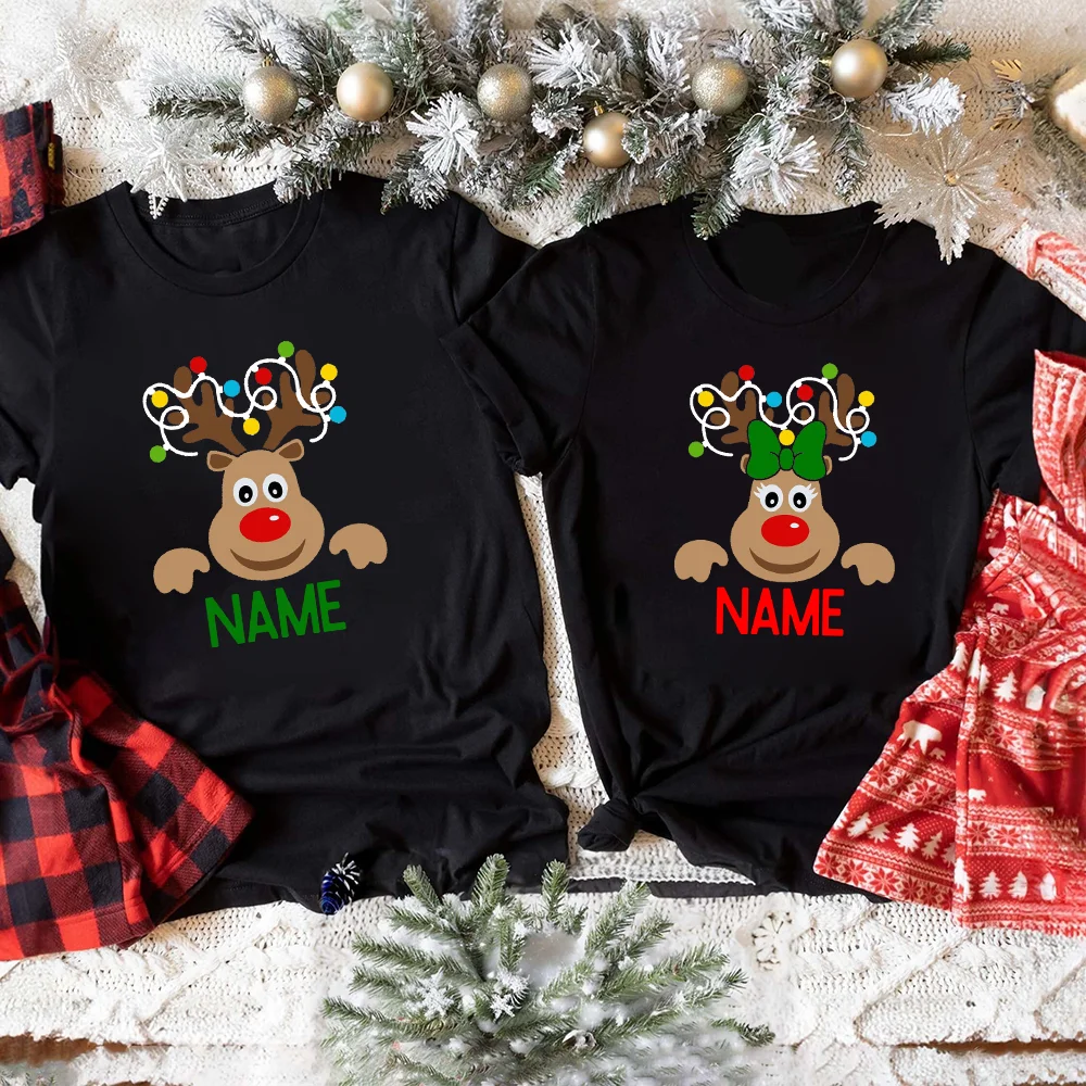 Camisa Navidad familia renos personalizada con nombre - imagen 3