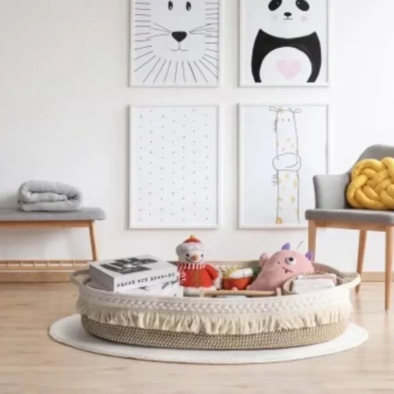 Cesta Moisés para bebé con cuerda de algodón y almohadilla - imagen 3