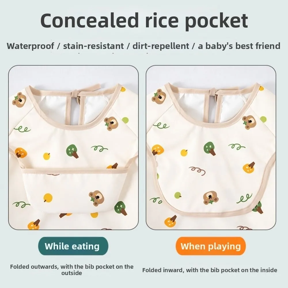 Babero impermeable infantil con bolsillo para comida y delantal - imagen 3