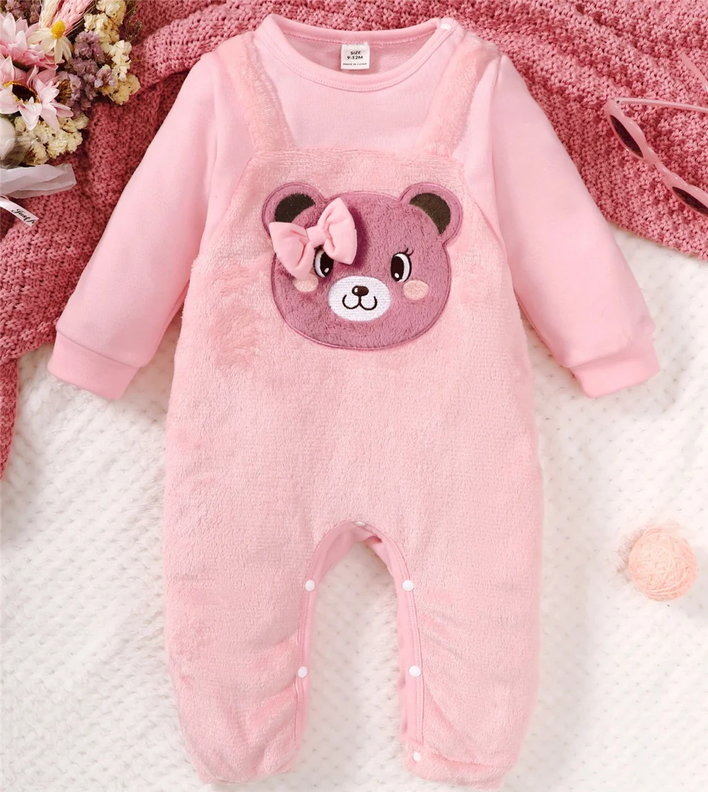 Pelele con estampado de oso rosa para bebé