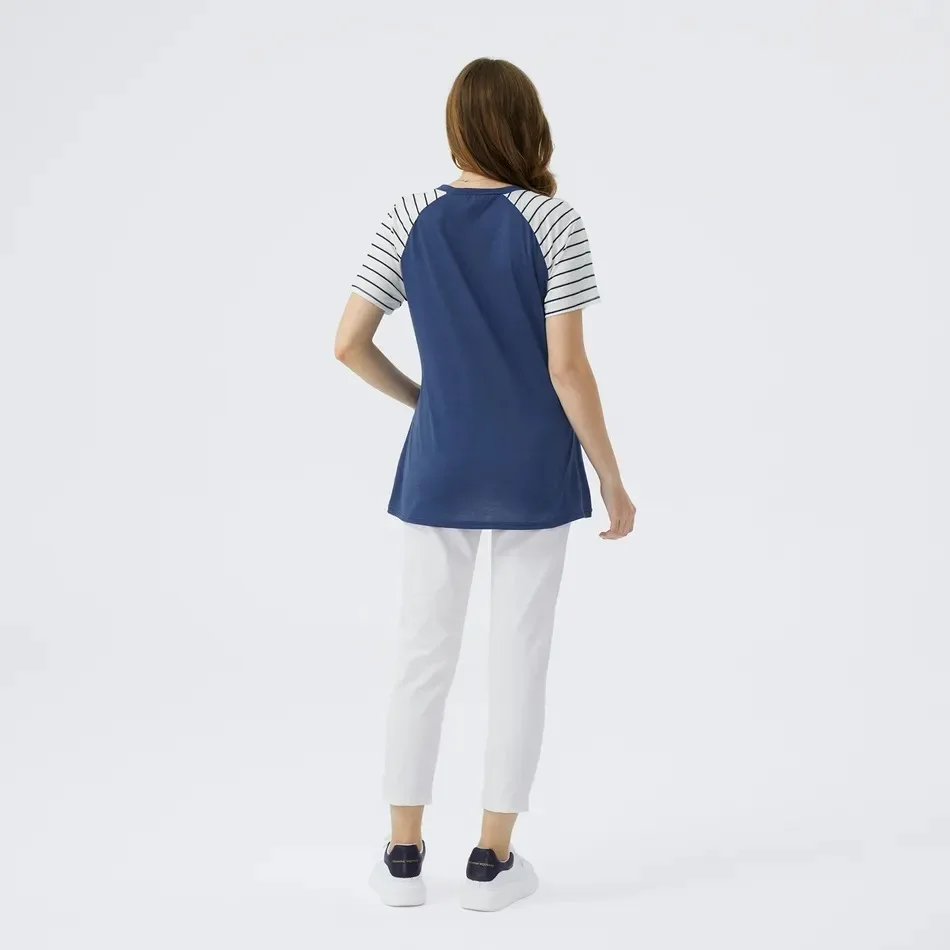 Blusa de embarazo elegante con manga corta a rayas - imagen 4
