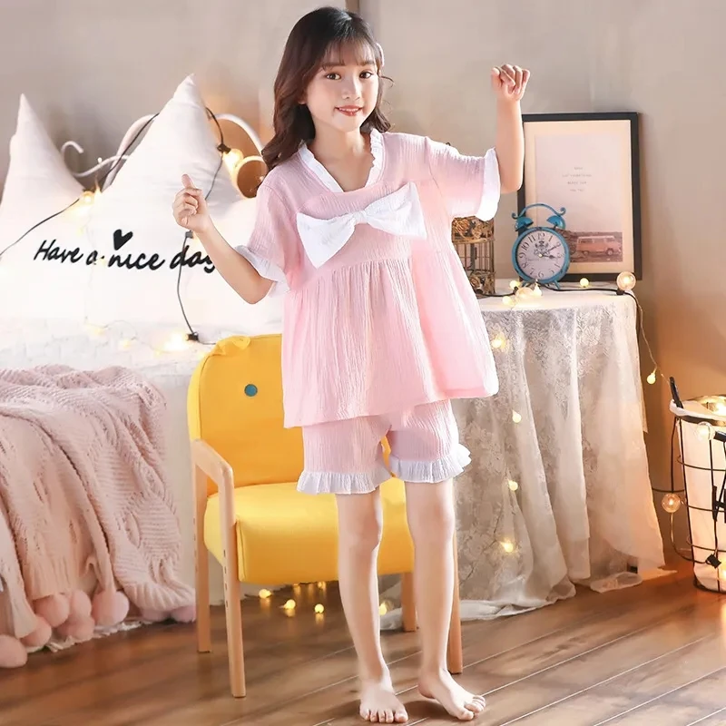 Pijama de gasa algodón estilo princesa ligera para niña verano - imagen 4