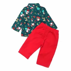 Conjunto navideño de camisa y pantalón de manga larga para niños