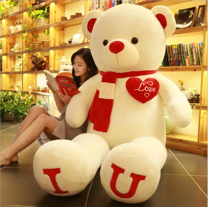 Grote Te quiero cojín de peluche oso con corazón - imagen 4