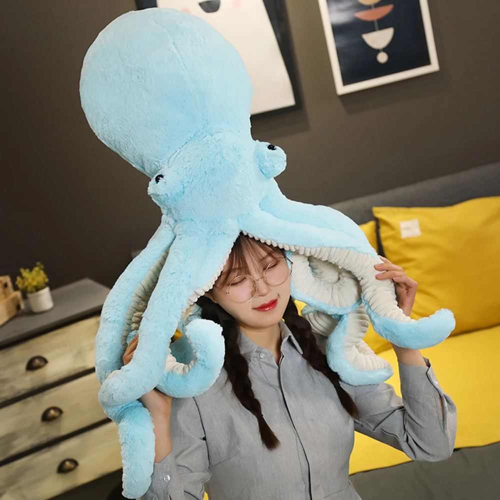 Peluche de pulpo multicolor con ventosa y ojos azules - imagen 2