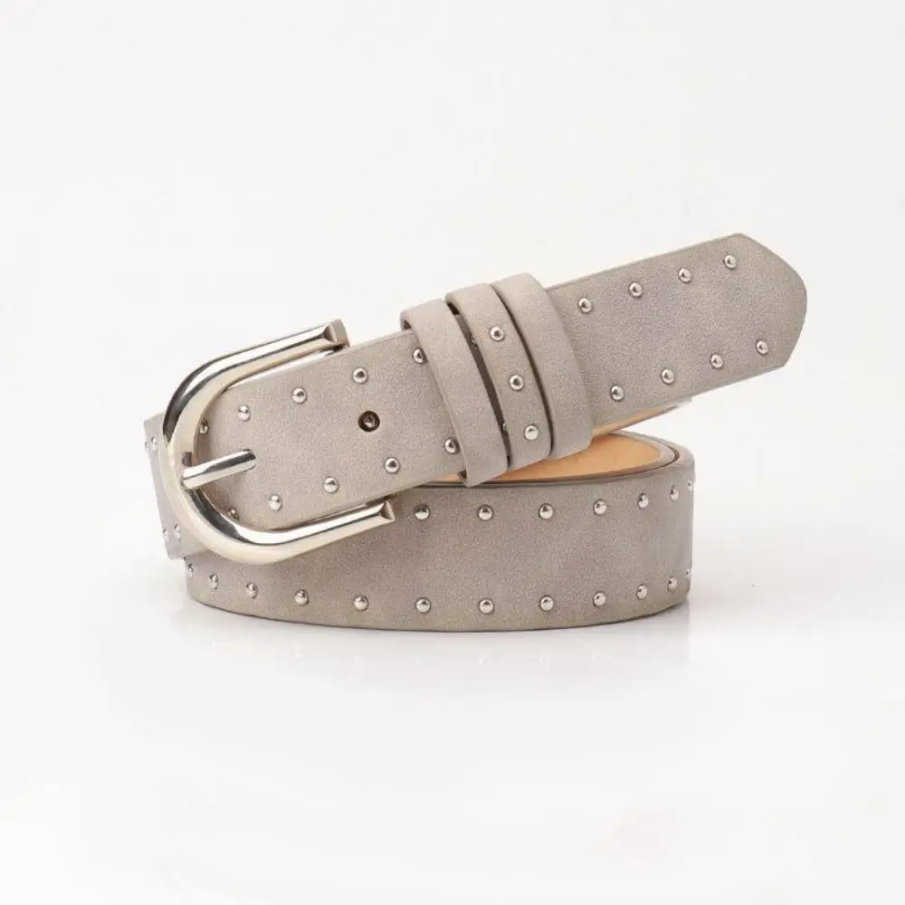 Cinturón de cuero vegano y gamuza con remaches negros punk unisex - imagen 5