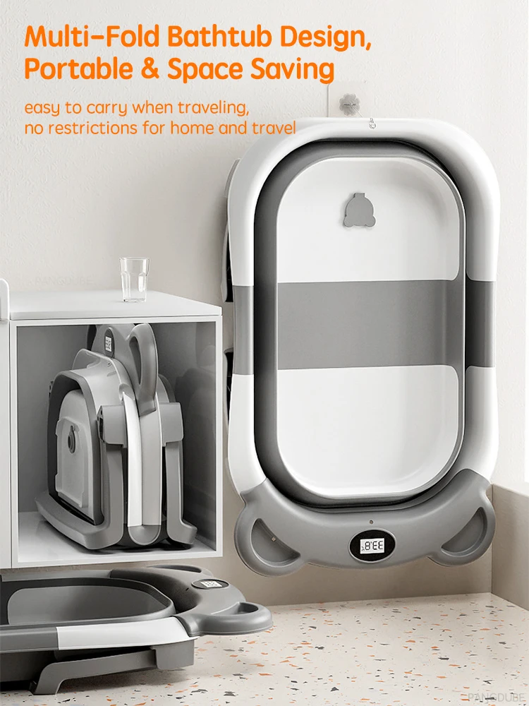 PANGDUBE bañera portátil plegable para bebés con tapete flotante - imagen 4