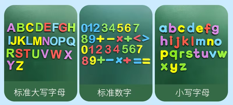 Conjunto de letras del alfabeto ordenadas por colores