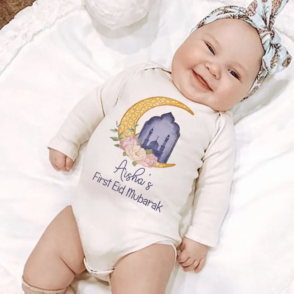 Body para bebé Eid Ramadán – Nombre personalizado, pelele manga larga recién nacido - imagen 5