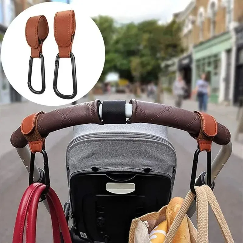 Gancho para cochecito de cuero PU – Organizador ajustable - imagen 2