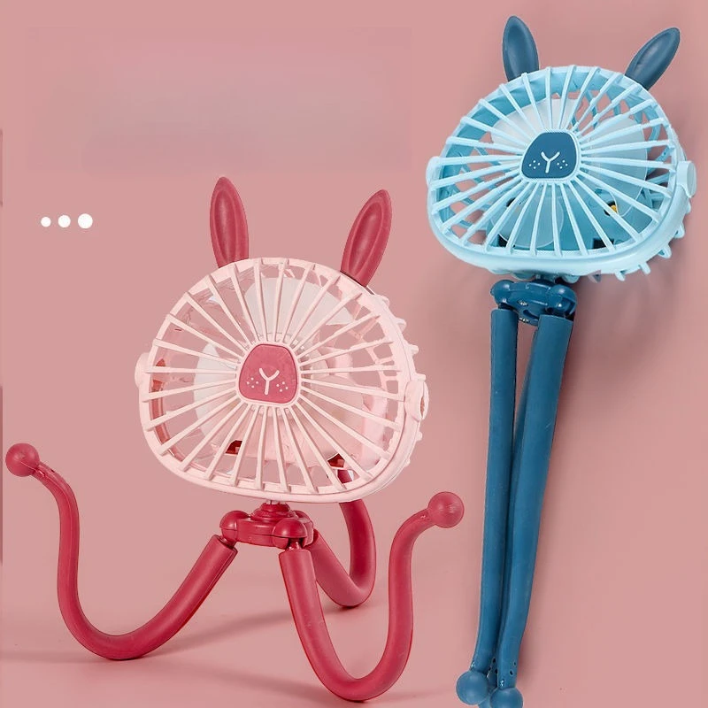 Mini ventilador portátil para cochecito con diseño de conejito