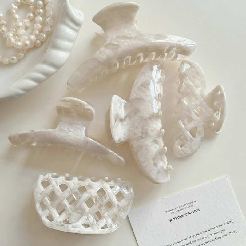 Pinza tiburón de acetato con patrón gofrado elegante estilo coreano - imagen 5