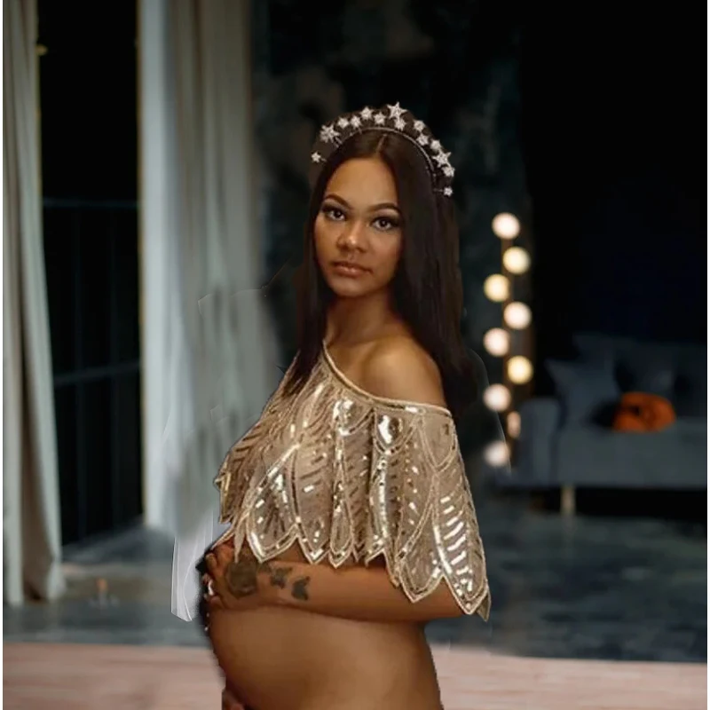 Vestido de lentejuelas para sesión de fotos de bebé con capa brillante - imagen 2