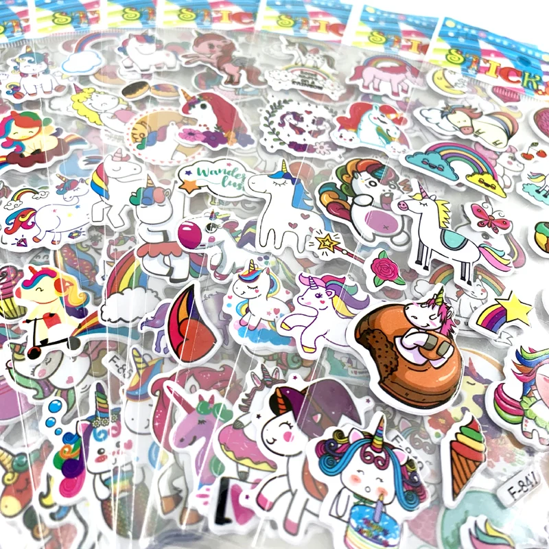 Pegatinas unicornio Kawaii 3D para niños – Decoración infantil