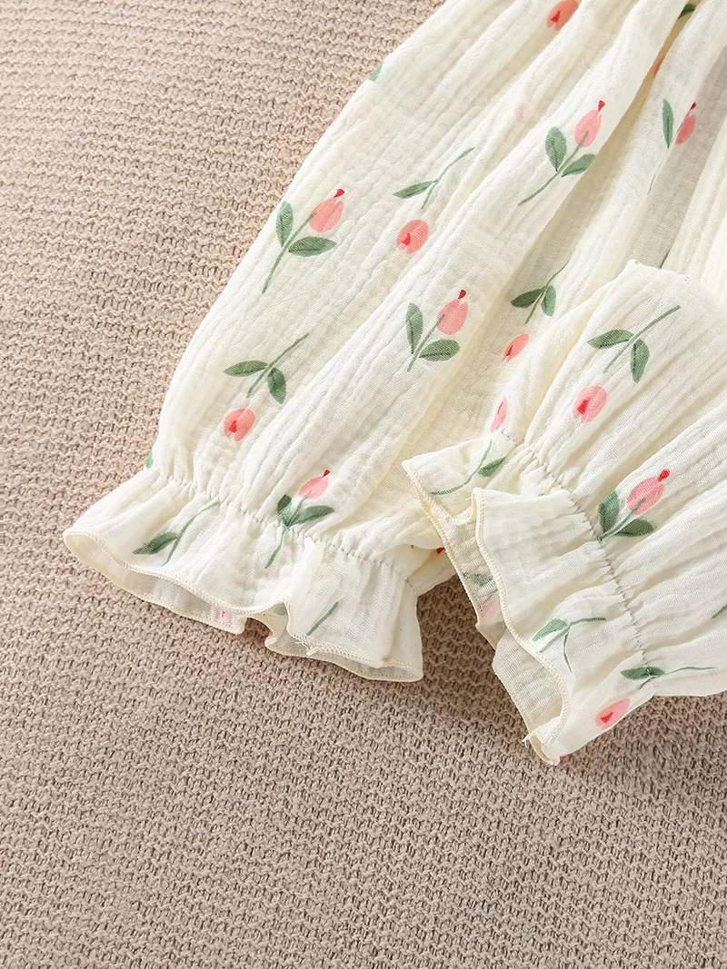Pelele de verano sin mangas con estampado floral y capucha para bebé - imagen 3