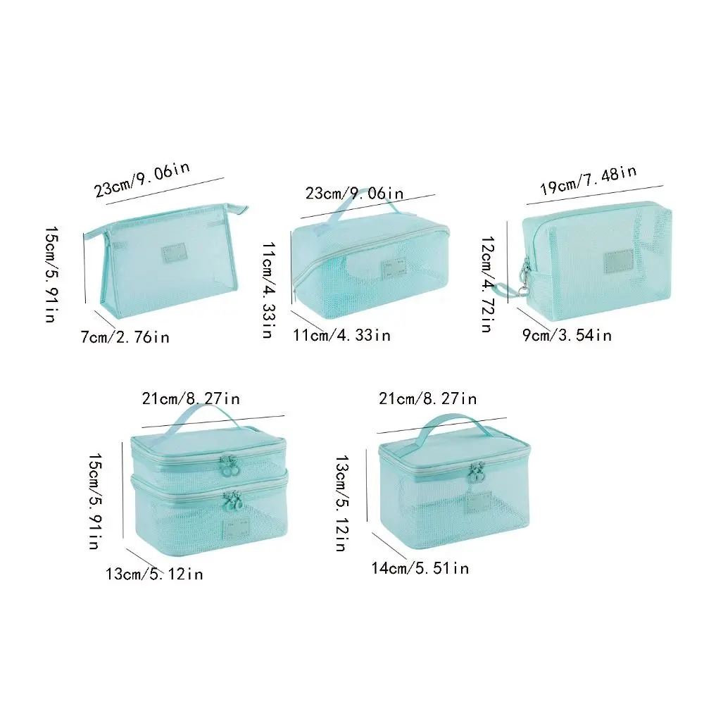 Neceser transparente de rejilla con cremallera para aseo portátil - imagen 5