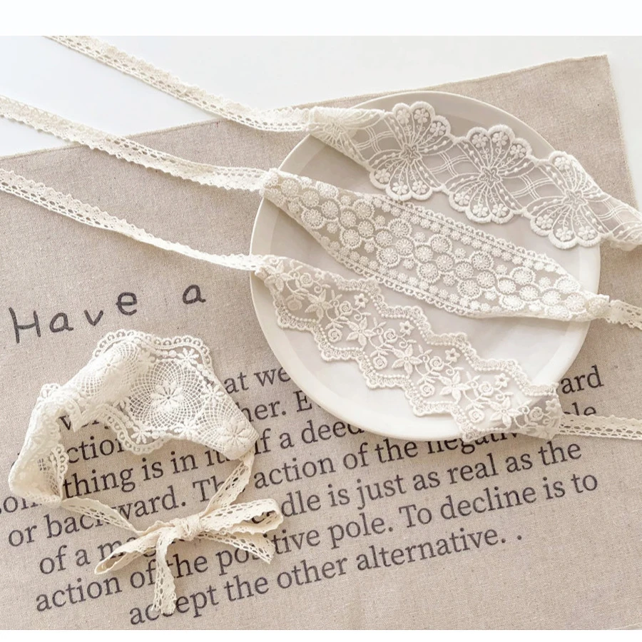 Diadema floral encaje blanco para bebé recién nacido - imagen 4