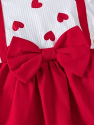 Conjunto bebé niña con vestido de corazón rojo y diadema dulce