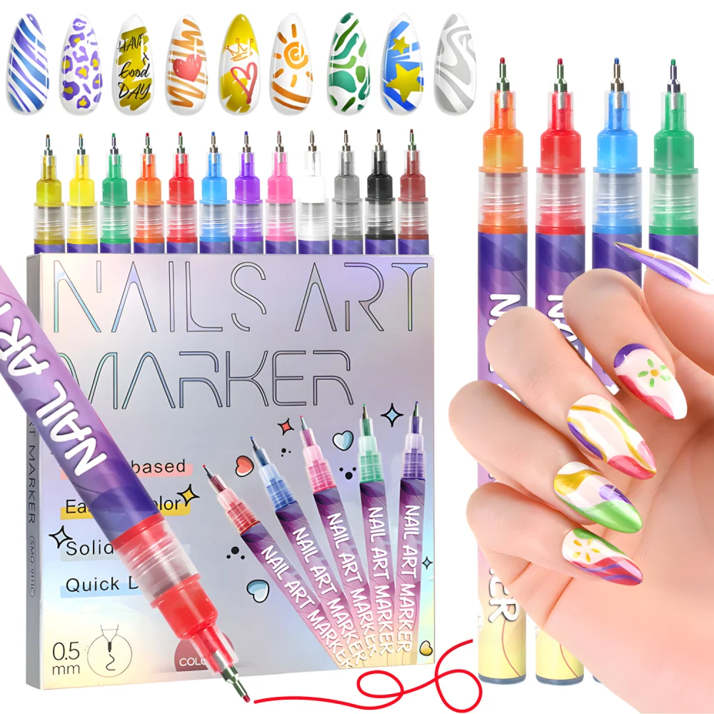 Juego de bolígrafos de colores para nail art